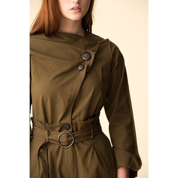 NWT Sea New York | Scout Long Sleeve Jumpsuit Olive Green Sz 0 Straight Leg - Picture 6 of 6